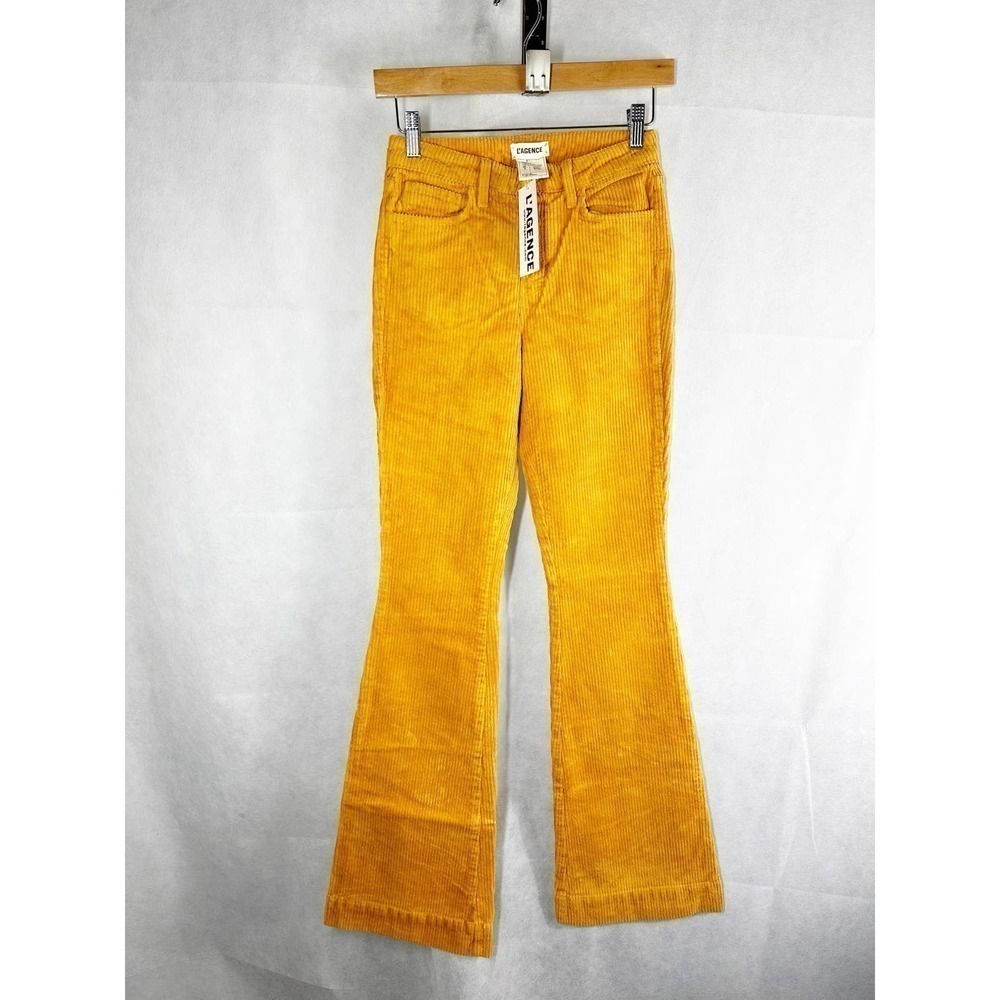 L'agence The Affair High-Rise Flare Corduroy Pants Size 25 Mustard